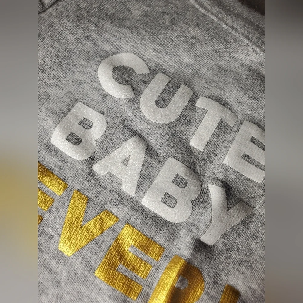 Carter's Gray White and Metallic Gold Graphic Onesie Bodysuit Size 6m Baby Girl